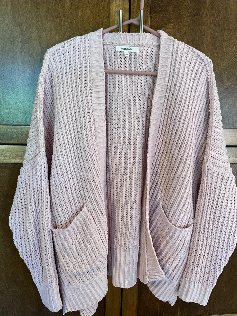 Miracle Open-Front Chunky Knit Cardigan - Pale Pink